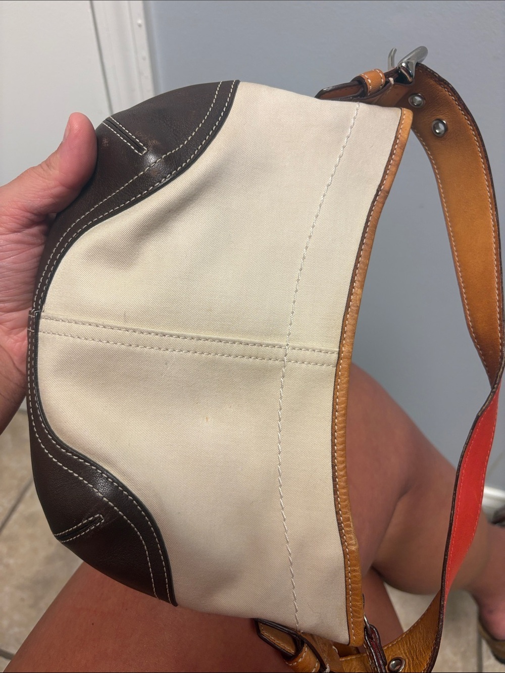Coach Cream Canvas Hobo Style # 9508 - Picture 7 of 7